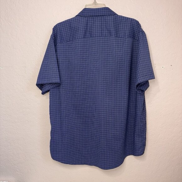 UNTUCKit Cinelli Shirt Mens XL Blue Plaid Short Sleeve Button Close Casual Comfy - Picture 3 of 8